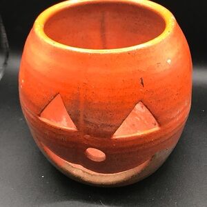 Pottery jack-o-lantern signed pumpkin